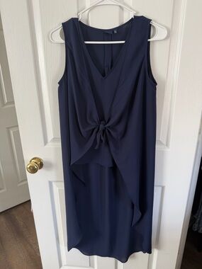 Kaari Blue Navy Sleeveless Twist-Front Midi Dress